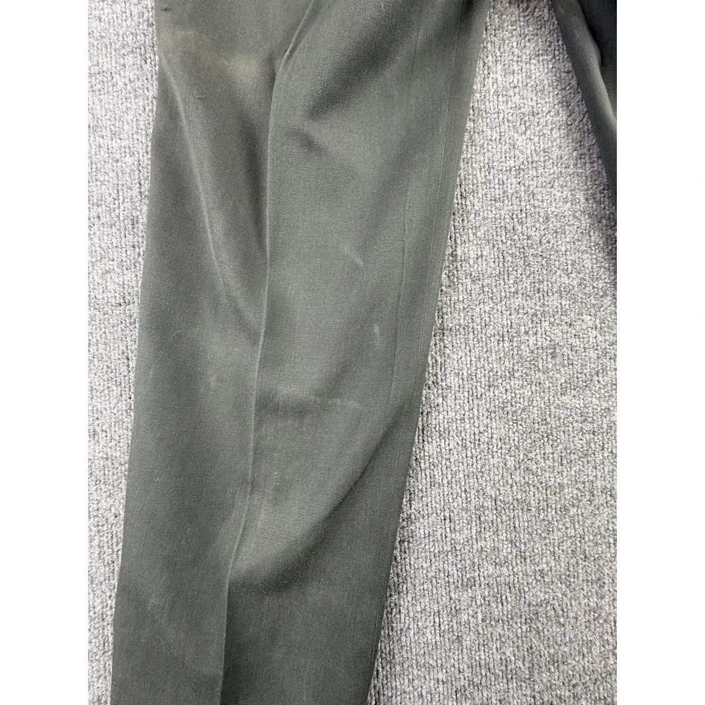 VTG Military Stripe Dress Pants Mens 33x27 Green Black Side Stripe‎ Lined Formal